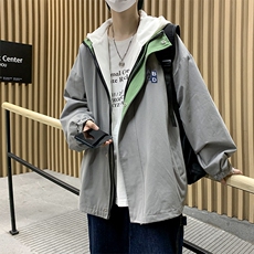 日系复古户外连帽半拉链冲锋衣男美式宽松百搭夹克外套W5587-P60，男装夹克，星座512-2