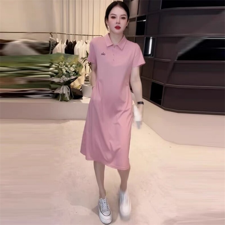 衬衫领双字母刺绣加口袋连衣裙时尚百搭,女装连衣裙,东正羊绒