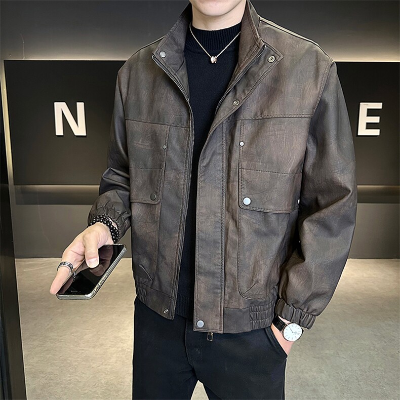 美式复古皮衣男设计感宽松夹克轻奢潮牌外套皮夹克513-P168,男装皮衣,星座310A-4