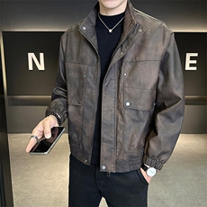 美式复古皮衣男设计感宽松夹克轻奢潮牌外套皮夹克513-P168，男装皮衣，星座310A-4