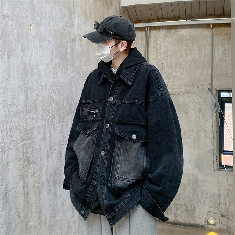 牛仔外套男韩版潮流大口袋高街帅气2023春秋新款ins夹克W4601-P65,男装大码男装,星座412-2