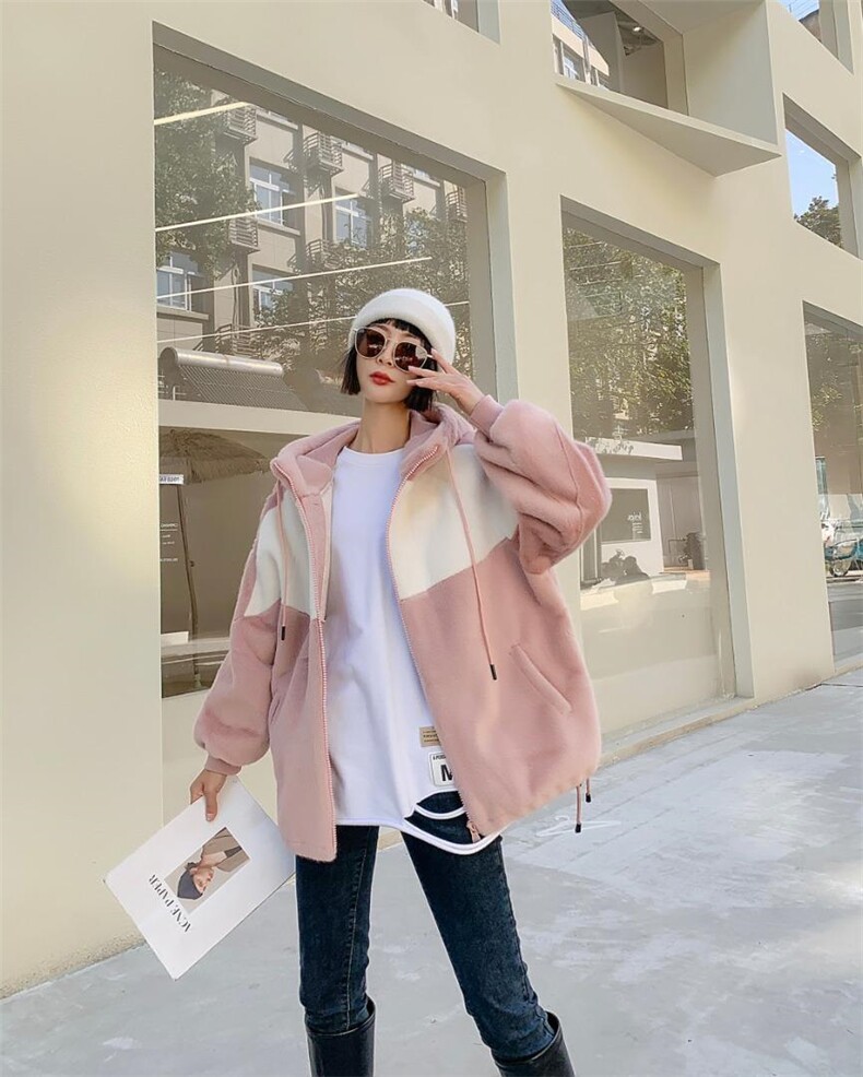 撞色貂毛外套，其它，韩外