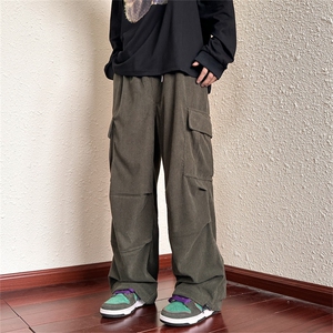 灯芯绒美式复古高街工装裤男阔腿休闲裤潮流ins长裤K07124-P45图片