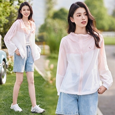 【现货】连帽撞色防晒衣服女2024夏装薄款休闲宽松工装夹克外套，女装短外套，梦懿尔