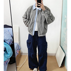 设计小众秋季宽松拼接飞行夹克潮假两件棒球外套飞行夹克WT223，男装夹克，星座601-1
