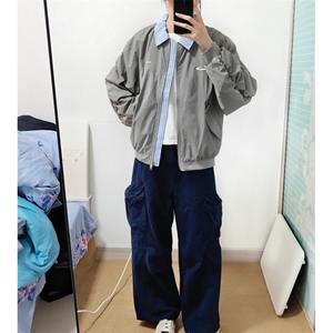 设计小众秋季宽松拼接飞行夹克潮假两件棒球外套飞行夹克WT223图片