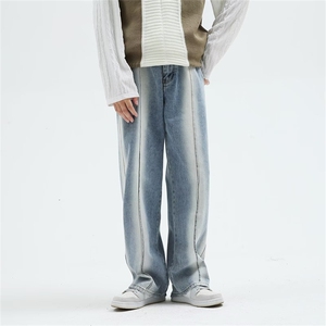 美式设计感小众牛仔裤男潮痞帅老爹直筒宽松阔腿休闲裤N0260-p45图片