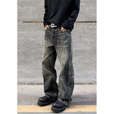 闪电裂纹水洗牛仔裤男扎染夏季新款直筒微喇长裤NK6082，男装牛仔裤，星座1116A（原606A-3）