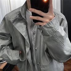 美式复古工装牛仔外套男春秋季宽松百搭休闲飞行员夹克W6668-P99，男装工装外套，星座412-1