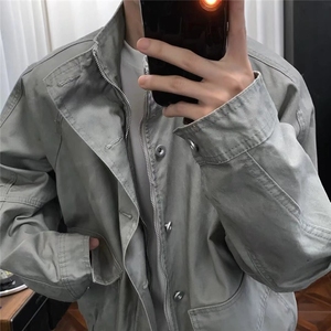 美式复古工装牛仔外套男春秋季宽松百搭休闲飞行员夹克W6668-P99图片