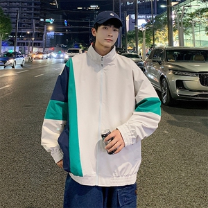 小牛津上衣夹克宽松落肩拼色棒球服外套XZ214-8 JK703-P68图片