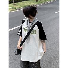 2025美式220克三条杠撞色短袖T恤网图C403A-ZST2612特P25，男装T恤，电商C403A