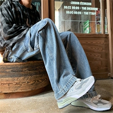 美式高街牛仔裤男韩版大口袋个性2024冬季新款ins长裤RK1186-P48，男装牛仔裤，星座412-3