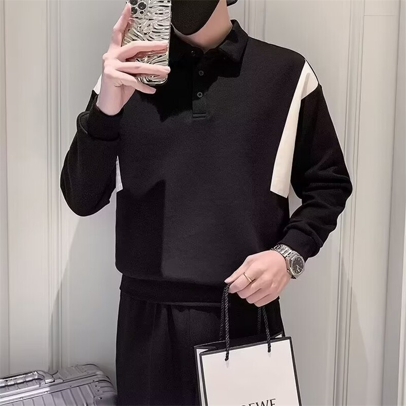 男polo衫男长袖秋季高级感新款卫衣美式上衣潮WY07-P36图片