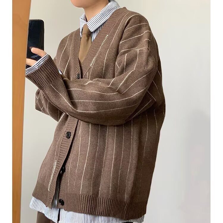 秋冬季纯色V领开衫男休闲大码外套针织衫ins潮流外搭毛衣MY3265,男装针织衫/毛衣,星座516A