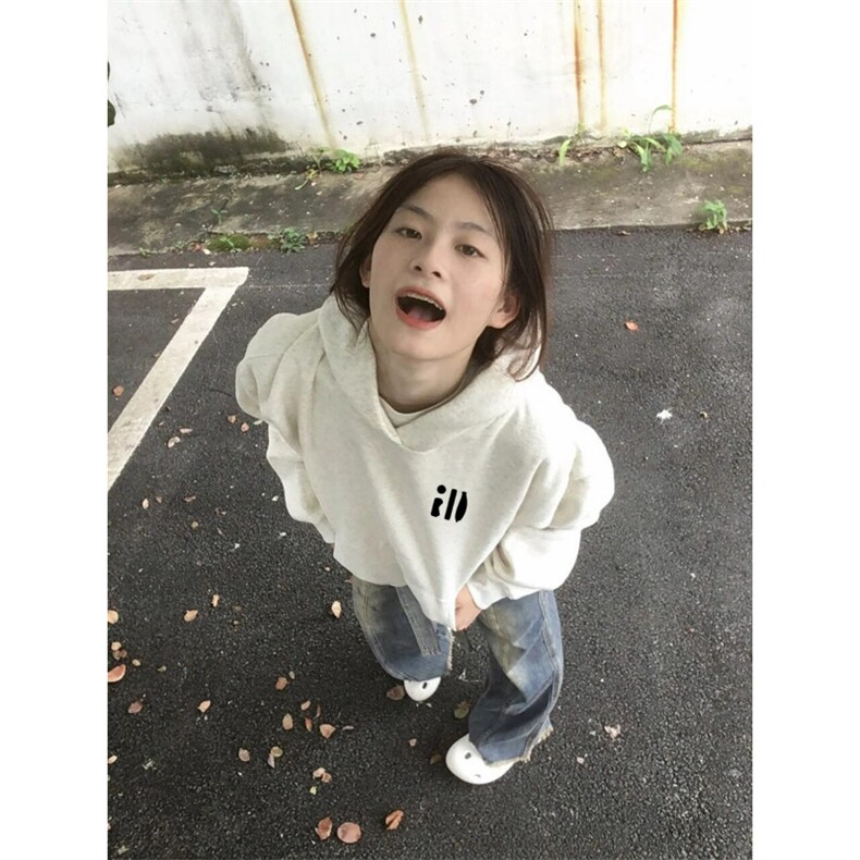 CX275-P49 美式灰色卫衣女2025新款小个子秋冬宽松慵懒风图片