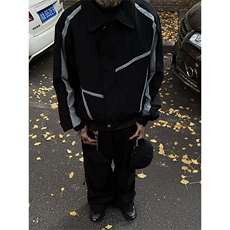 自家图，博主风cleanfit外套男短款撞色美式飞行员夹克JK2403-P85，男装夹克，星座1007（原301D）