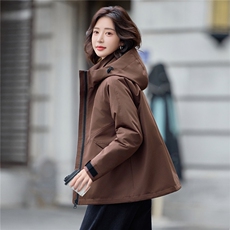 2025年冬季可脱卸两件套休闲连帽短款外套，女装棉衣/棉服，文熹诺