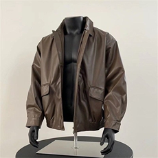 潮牌美拉德男秋冬季加绒痞帅机车服休闲宽松真皮夹克Y1014/P62，男装夹克，星座506