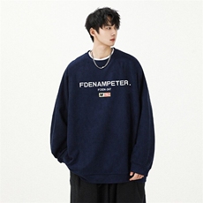 麂皮绒卫衣男款春秋季重磅宽松大码内搭上衣服男生圆领长袖打底衫，男装T恤，星座218-1（原230）