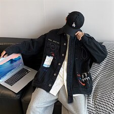 男秋季外套潮牌街头牛仔夹克笑脸R005P75，男装夹克，星座1116-2