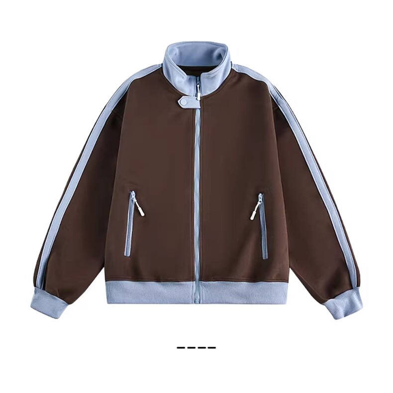 WY841-P65-450克美式慵懒chic新款复古撞色运动休闲立领卫衣外套,女装短外套,星座1811B
