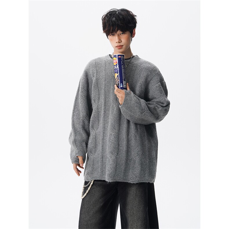 麻花纹理内搭羊毛衫男套头羊绒衫男酒红色本命年毛衣男MY1221-P68，男装针织衫/毛衣，电商D206-1