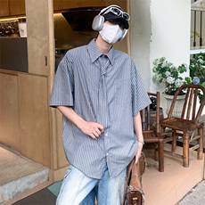 特P48无差价新款夏季时尚百搭条纹领带衬衫-HC2283港风，男装衬衫，电商A003