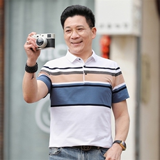 爸爸夏装短袖t恤男装丝光棉上衣时尚商务休闲翻领短袖polo衫透气，男装T恤，电商B212（原钱塘6029）
