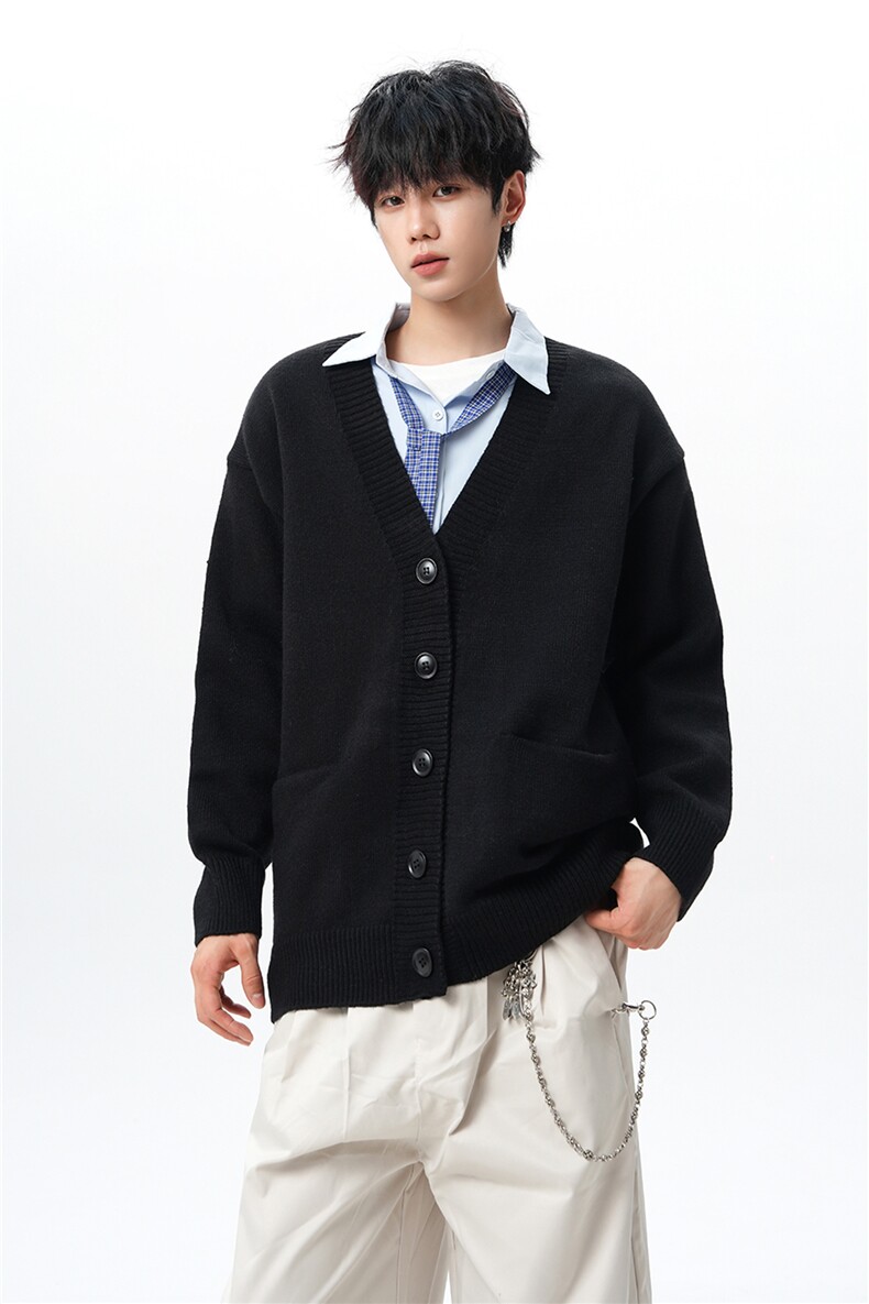 8XL-M大码V领开衫毛衣外套男日系复古宽松慵懒风针织衫KS002p55,男装针织衫/毛衣,电商B312