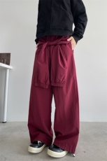 8XL-M休闲裤男美式高街纯色绑带宽松跳舞直筒裤潮K9127P68控98，男装休闲裤，电商D206-1