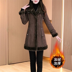 【大货已出】加绒保暖高档皮毛一体时尚中长款外套女，女装皮草，韩蔻秀