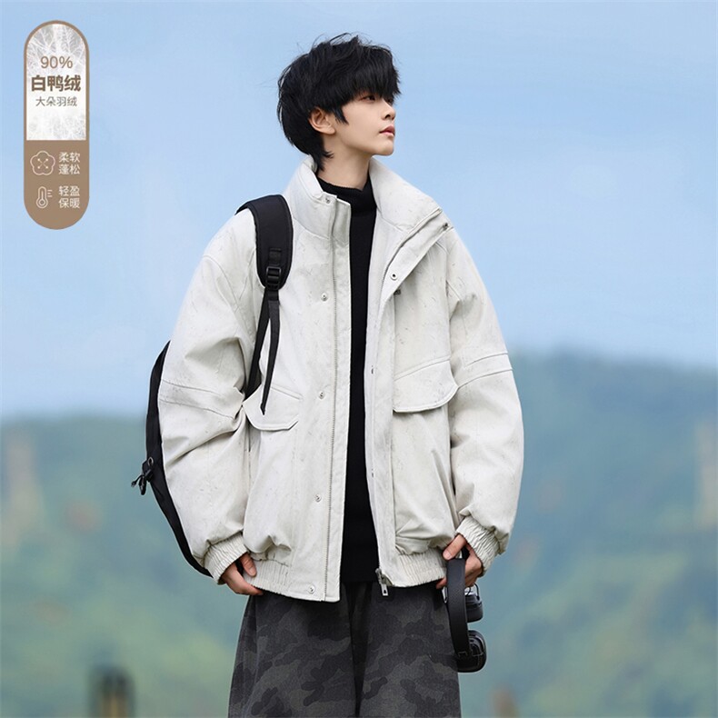 Y7709-P218 冬季新款新标90白鸭绒扎染立领羽绒服外套图片