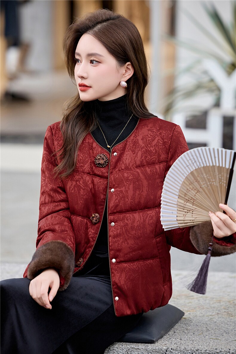 时尚立领棉服女2025冬季新款新中式宽松洋气短款棉衣外套,女装棉衣/棉服,锦绣伊人