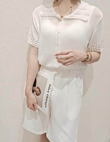 亚麻短袖开衫，女装，千变织造