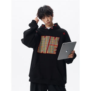 8XL-M美式复古小香风卫衣宽松连帽重磅外套刺绣加大码WY9109/P65图片