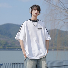 25年新款抖音直播高品质三条杠运动宽松男短袖T恤T6032P28，男装T恤，电商C408(原B339-1)