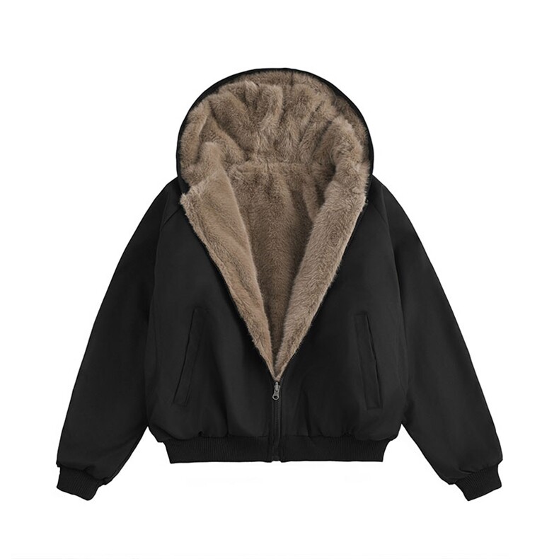 两面穿现货重磅短款座山雕棉衣男女双面穿毛毛绒棉服加厚外套，男装棉衣，电商A443