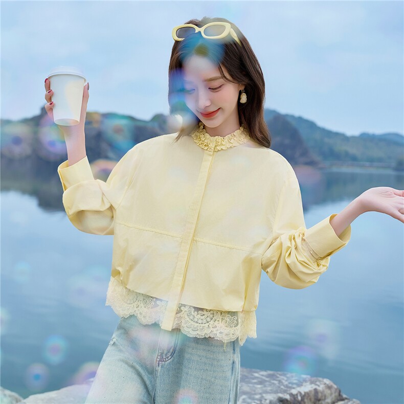 2026新款长袖薄款花边蕾丝洋气减龄休闲短款外套女,女装短外套,美沁