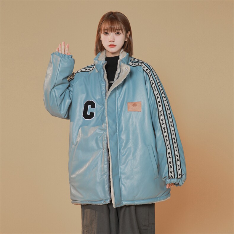 双面穿PU皮衣外套棉衣男加绒情侣棉服面包服棉袄女3323-P90控128,男装皮衣,星座207