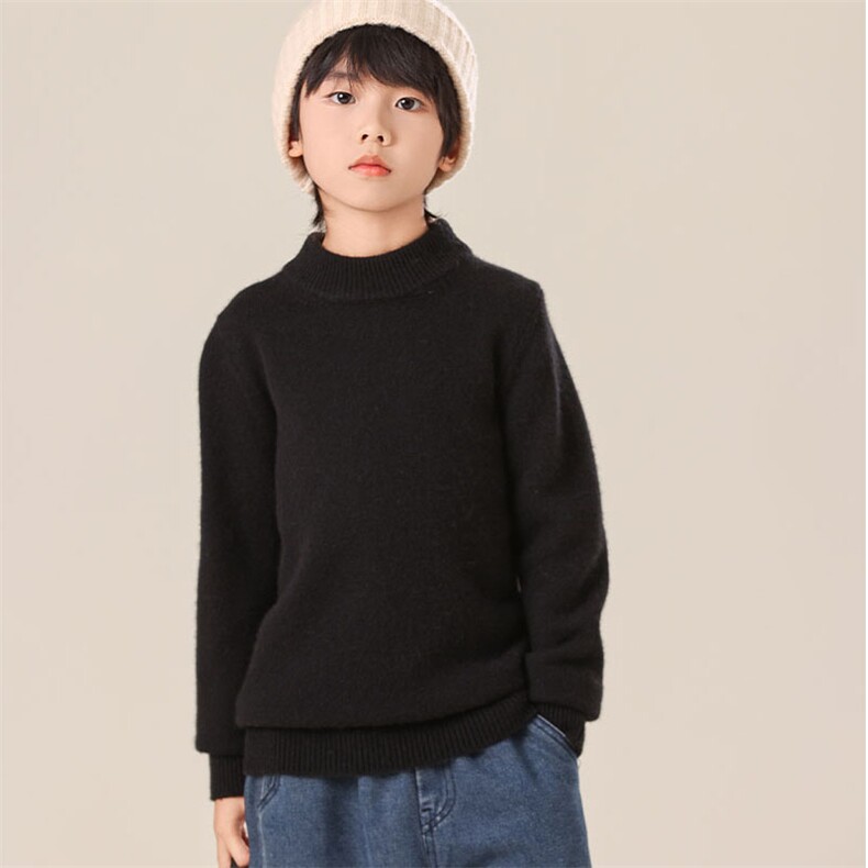秋冬新款儿童羊绒衫35%羊绒七针半高领男女童保暖毛衣时尚百搭,童装儿童羊绒衫,群鹿羊绒