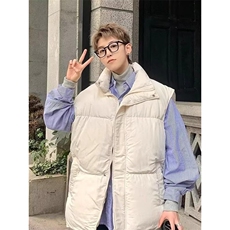现货5W件冬季三防硬挺boxy短款立领棉衣马夹外套加厚马甲保暖棉服，男装棉衣，电商A486-1