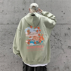 供抖音丶重磅高品棉350克排扣连帽水彩花卫衣LW6113-特p58控78，男装卫衣，星座508（原C305）