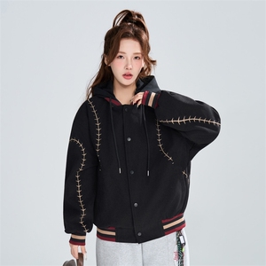 2026春季宽松复古明线刺绣假两件潮流百搭外套女XZ309 JK8006 P95，女装短外套，星座309（原A406）