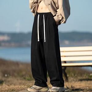 工装裤男春季纯棉裤子宽松直筒裤阔腿裤休闲裤春秋男裤图片