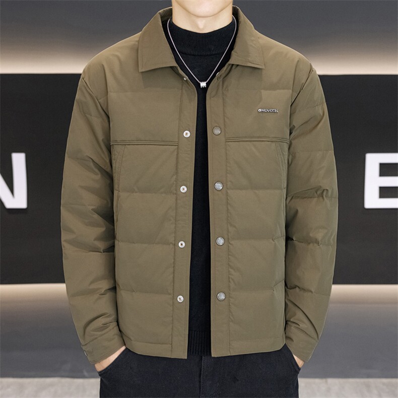 衬衫翻领男士羽绒服2025冬季新款轻薄保暖防寒休闲百搭外套,男装羽绒服,星座914