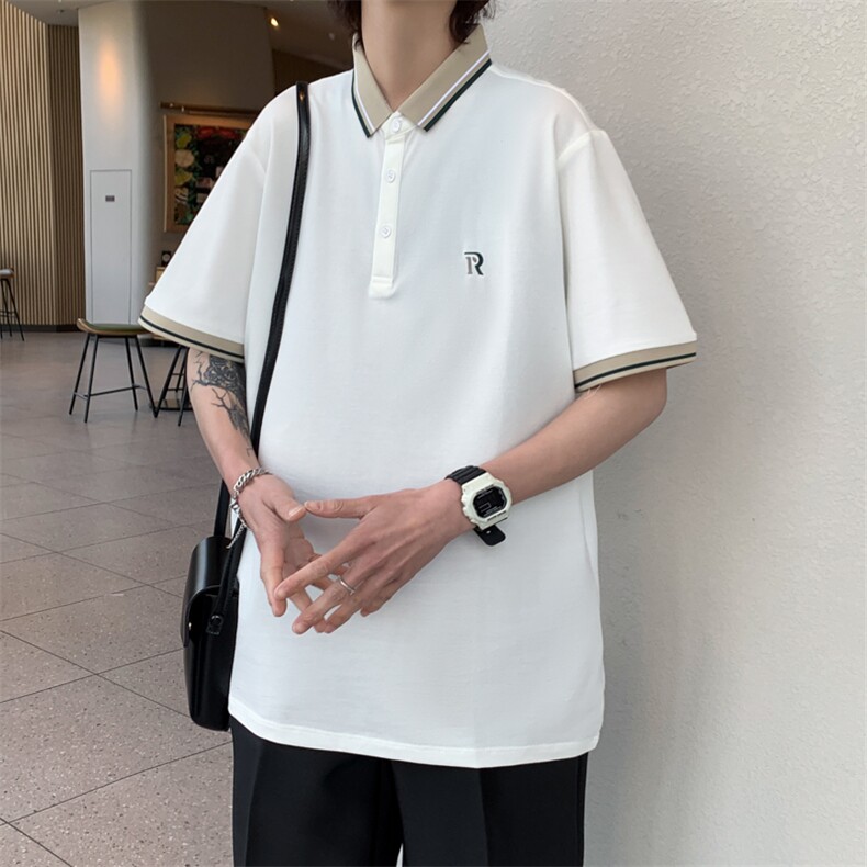 夏季翻领刺绣短袖T恤简约百搭潮流半袖Polo衫男上衣T1481-P28,男装Polo衫,星座512-2