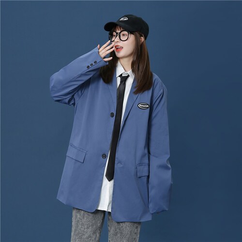 中性秋季宽松百搭休闲翻领西服小西装外套上衣A338-1XF52P75,男装西服套装,电商D325