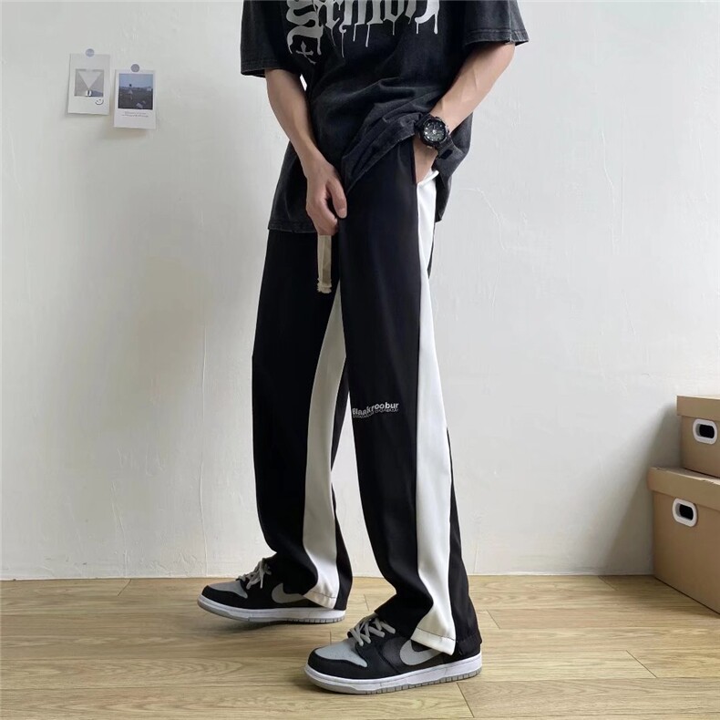 218-1-P27-BK1965夏季宽松休闲拖地冰丝裤，男装休闲裤，四季星座218-1