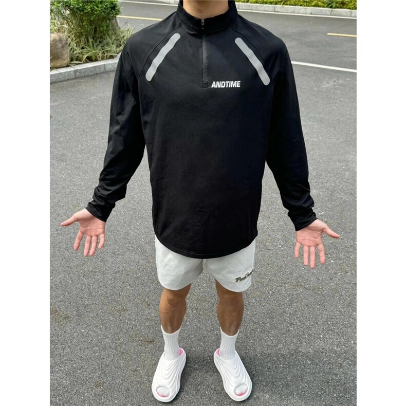 cleanfit半高领长袖拉链t恤男秋季户外运动健身篮球速干衣骑行服,男装T恤,星座807-3